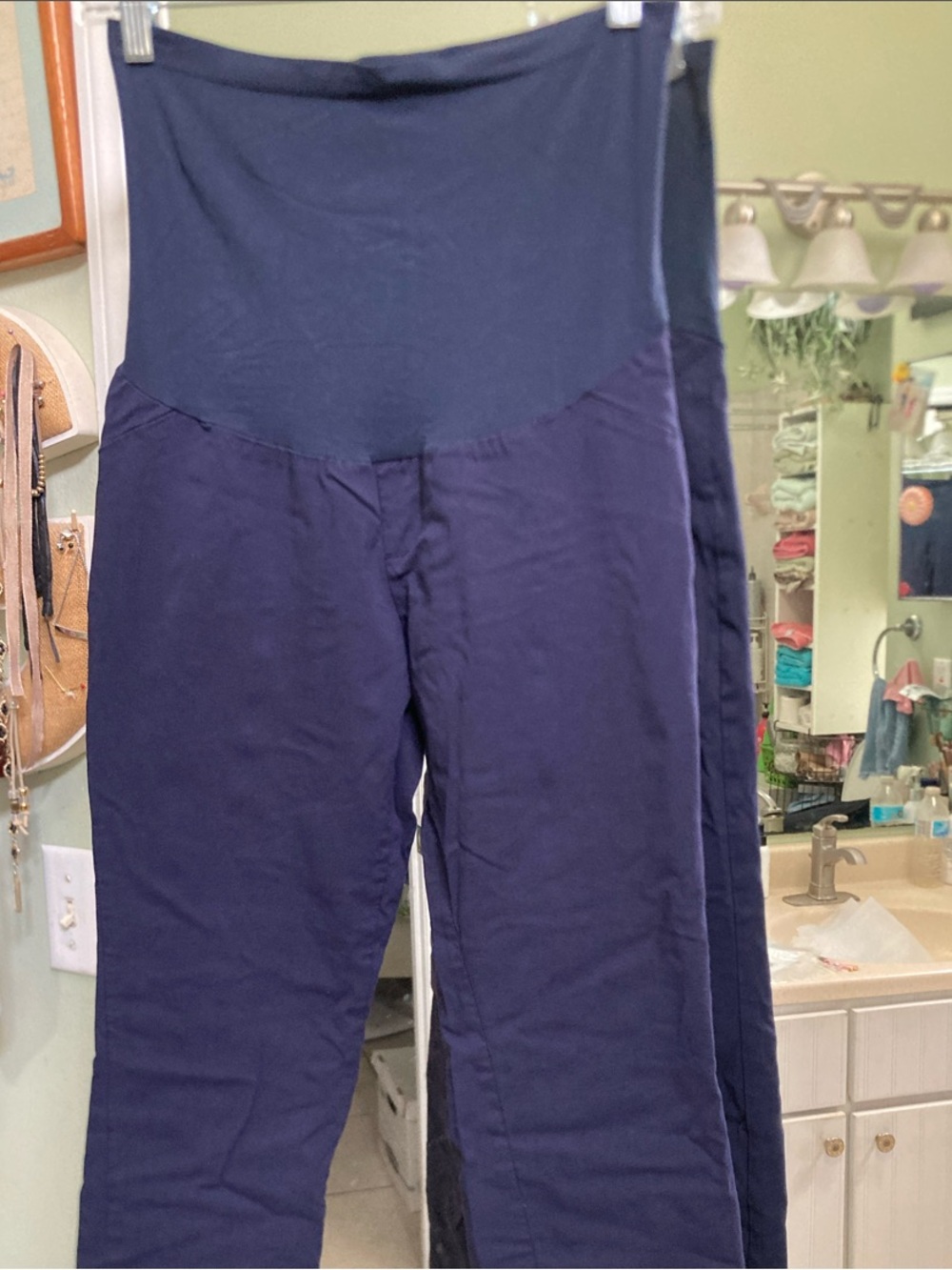 Motherhood Navy Maternity Leggings with High-Waist Band